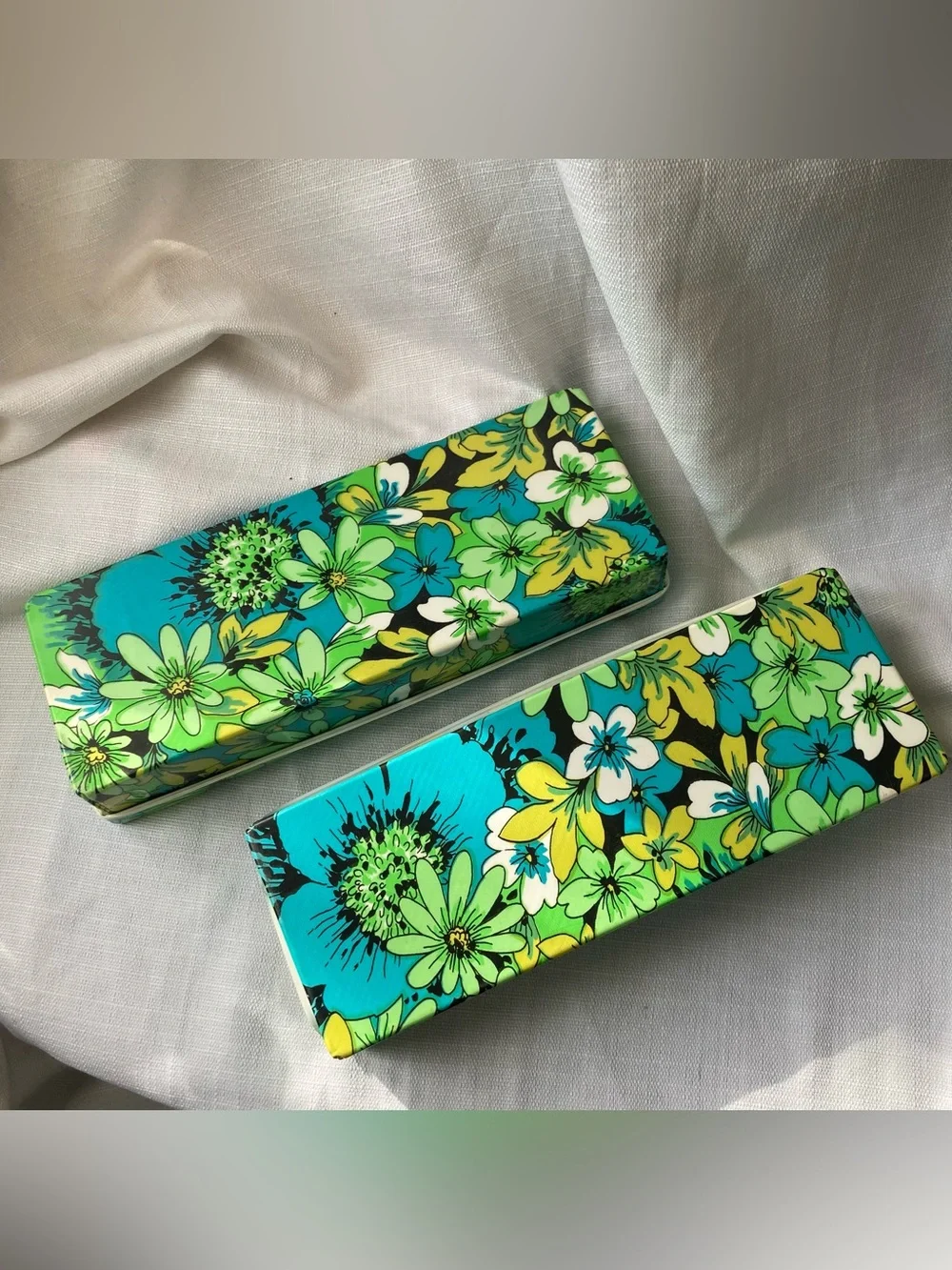 Pair of Vintage Flower Power Vinyl Stationery Boxes!